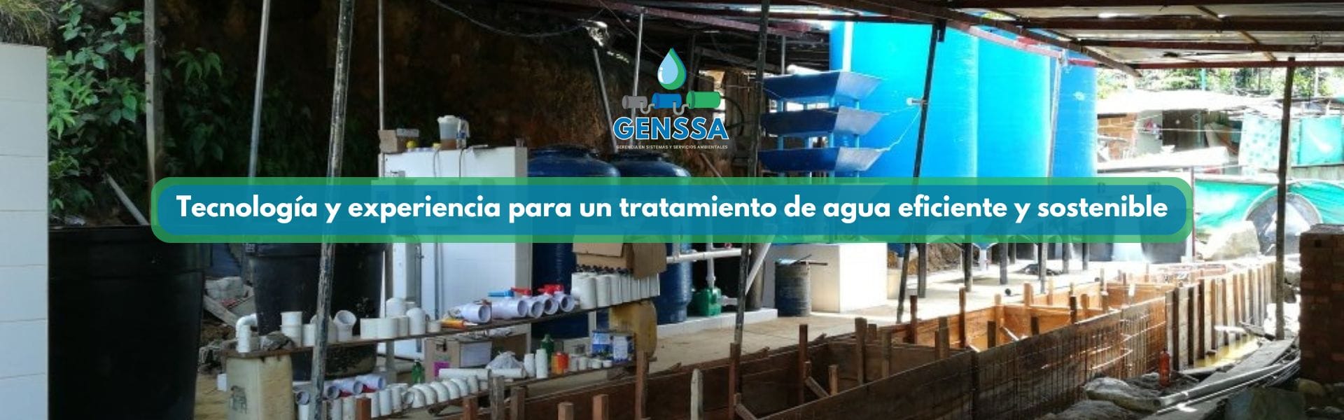 Planta de tratamiento de agua mostrando ingeniería ambiental en Bucaramanga