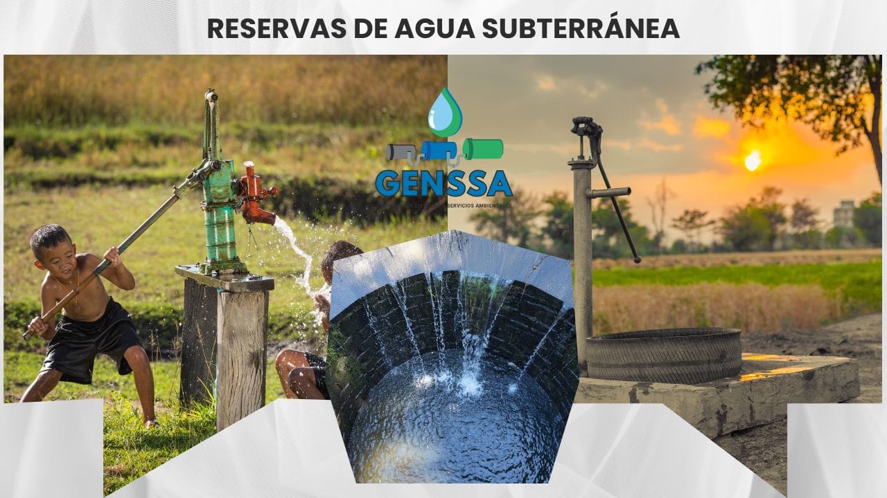 Reservas de agua subterránea en un entorno natural con filtración de acuíferos.