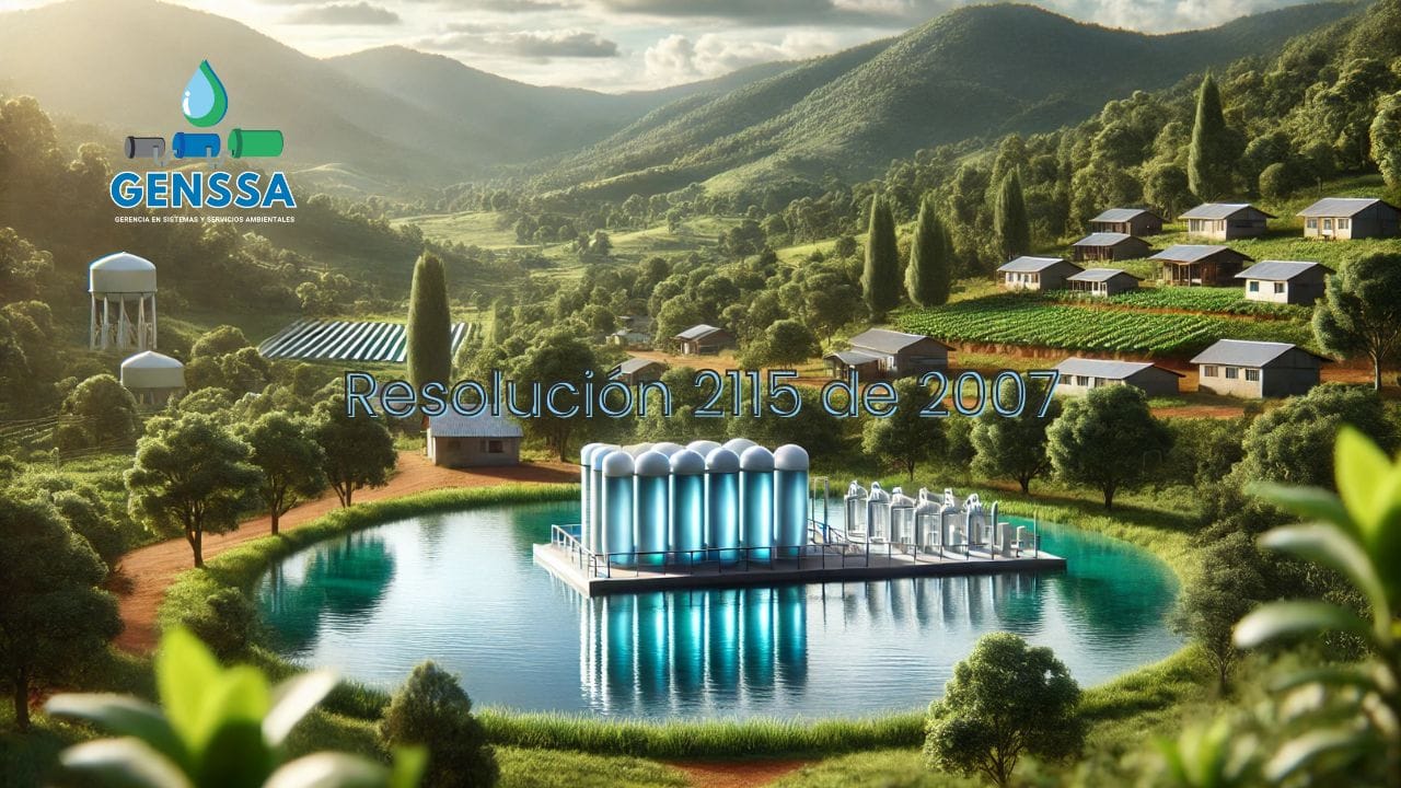 Reservorio de agua potable en entorno rural con sistema de purificación, según la Resolución 2115 de 2007