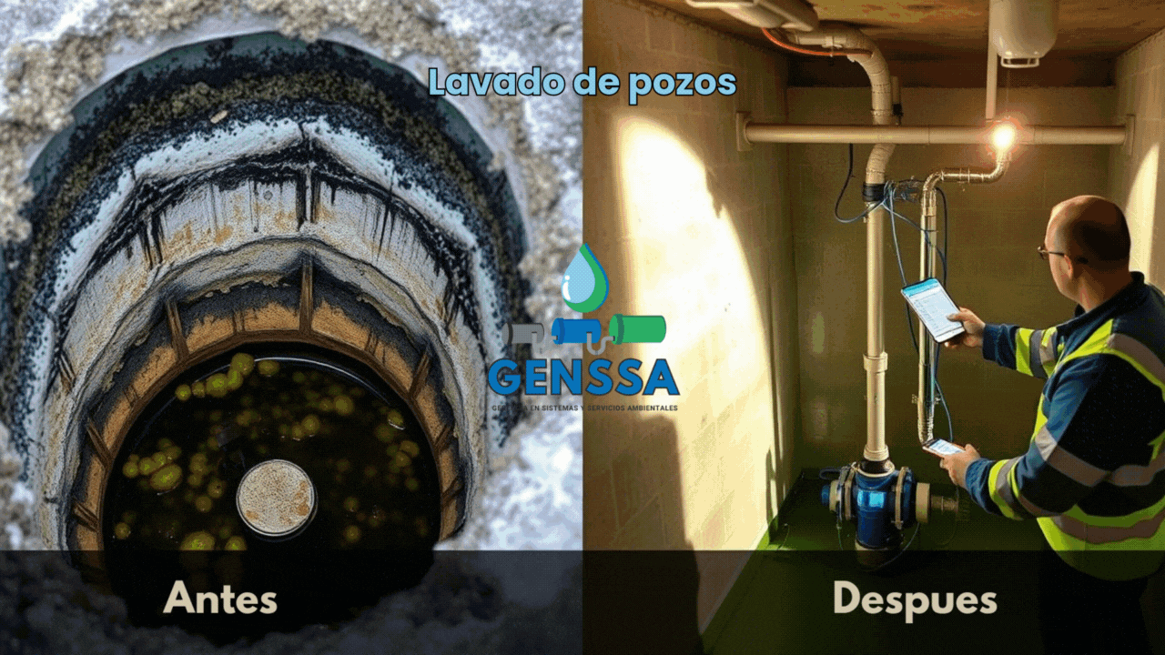 Limpieza de pozos antes y después por GENSSA