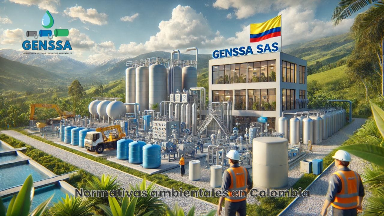 Planta de tratamiento de agua en Colombia operada por GENSSA SAS, en cumplimiento a regulaciones ambientales.