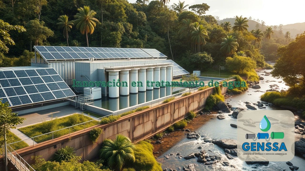 Tecnologías sostenibles agua en planta de tratamiento moderna