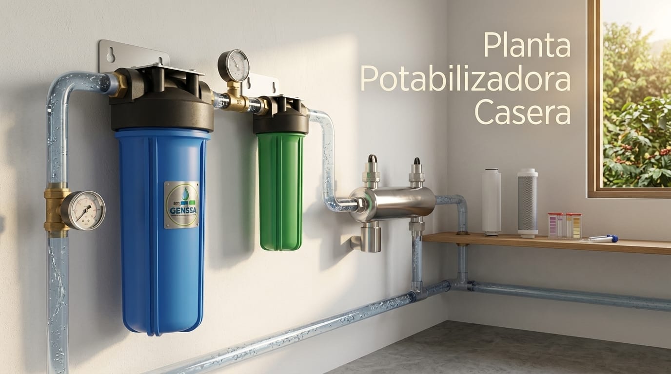 Planta Potabilizadora Casera instalada en finca colombiana.