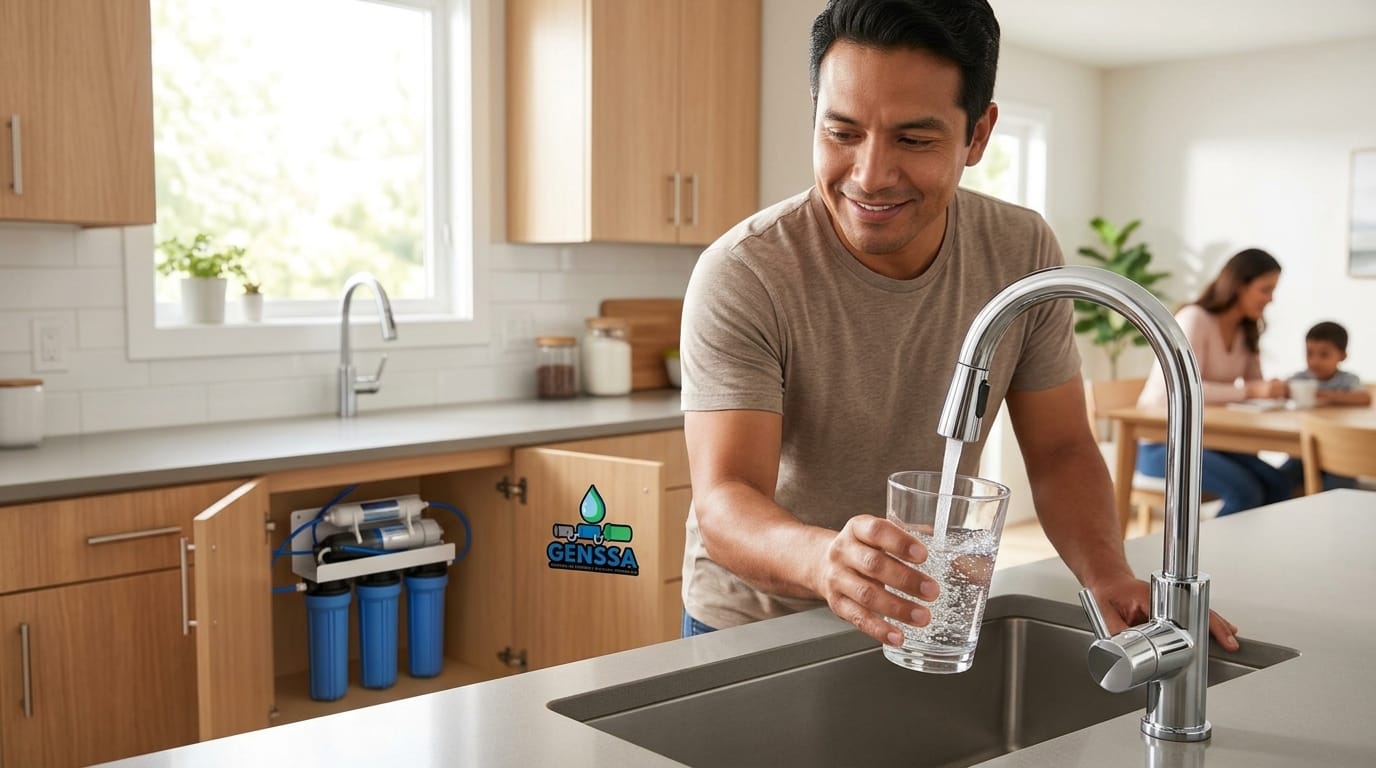 Sistema compacto de agua potable para uso familiar.