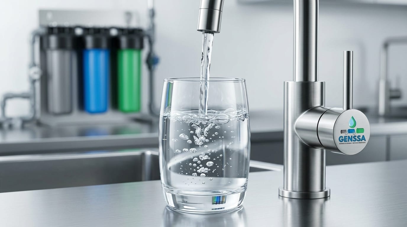 Agua purificada sin presencia de olores y sabores metálicos mediante tecnología de filtración.