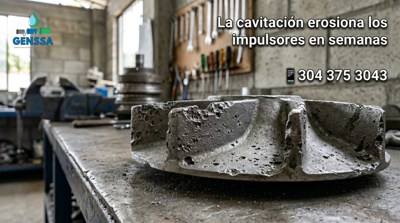 Cavitación en bombas y daño en impulsor industrial
